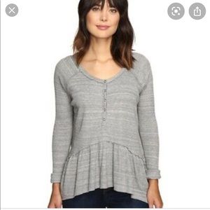 We The Free Free People waffle knit gray top